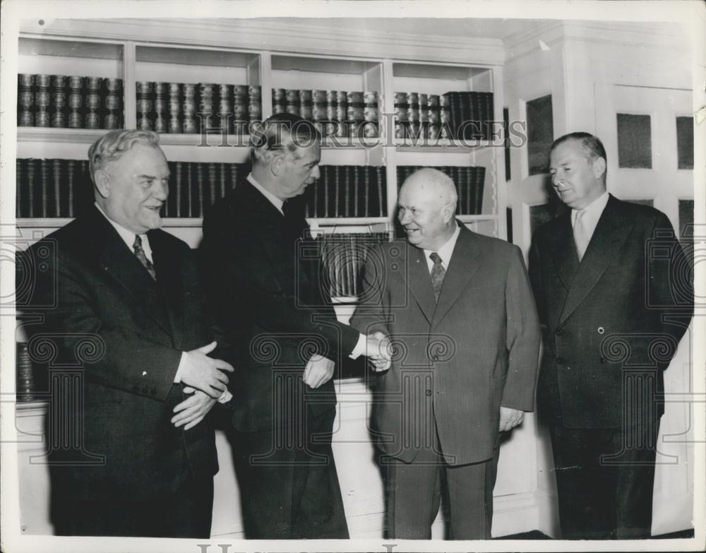 1956 Press Photo Soviet Leaders Bulganin Krushchev Visiting Prime Minister - Historic Images