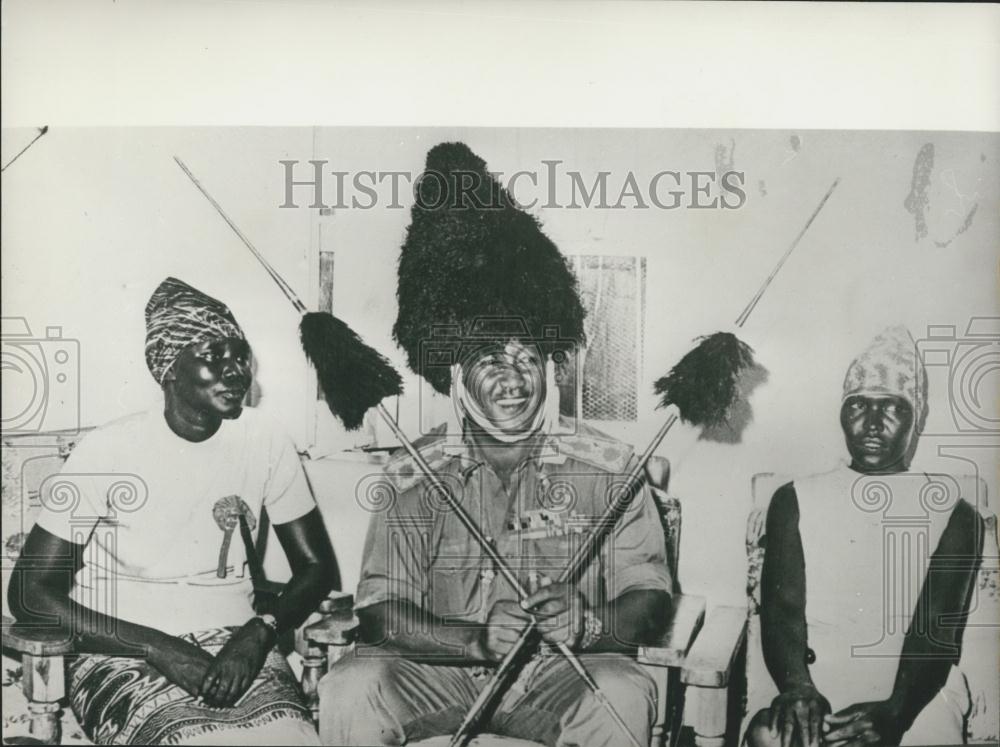 1972 Press Photo Presidnet Numeiry In A Military Uniform Southern Sudanese Hat - Historic Images