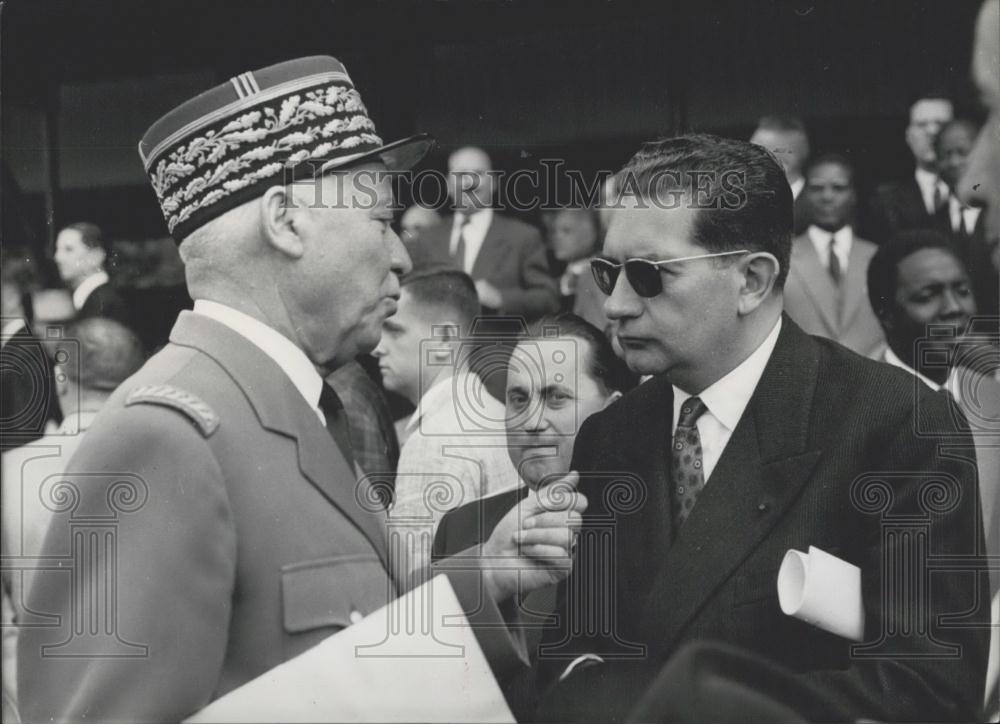 1958 Press Photo Bastille Day Celebrations Information Minister Jacques Soustell - Historic Images