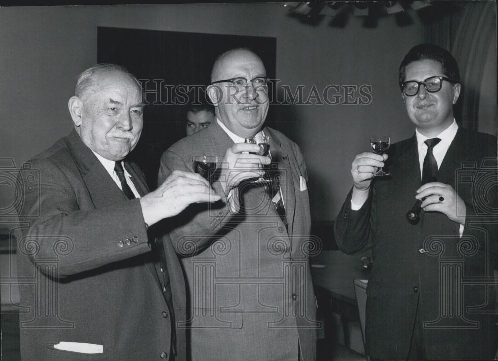 1960 Press Photo James OBrien, Mayor of Munich Thomas Wimmer, Dr Vogel - Historic Images