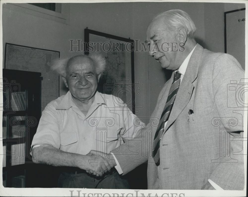 1960 Press Photo Ben Gurion, the Premier of Israel (left)& Ex Pres Dr. Heuss - Historic Images