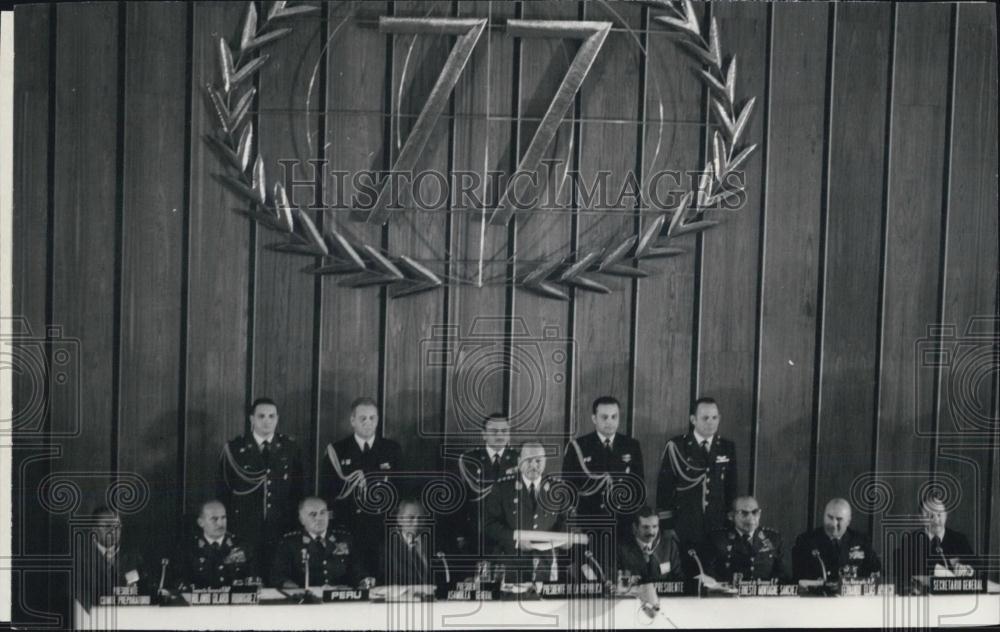 1971 Press Photo Second Ministerial Meeting Group 77 Peruvian President Speaking - Historic Images