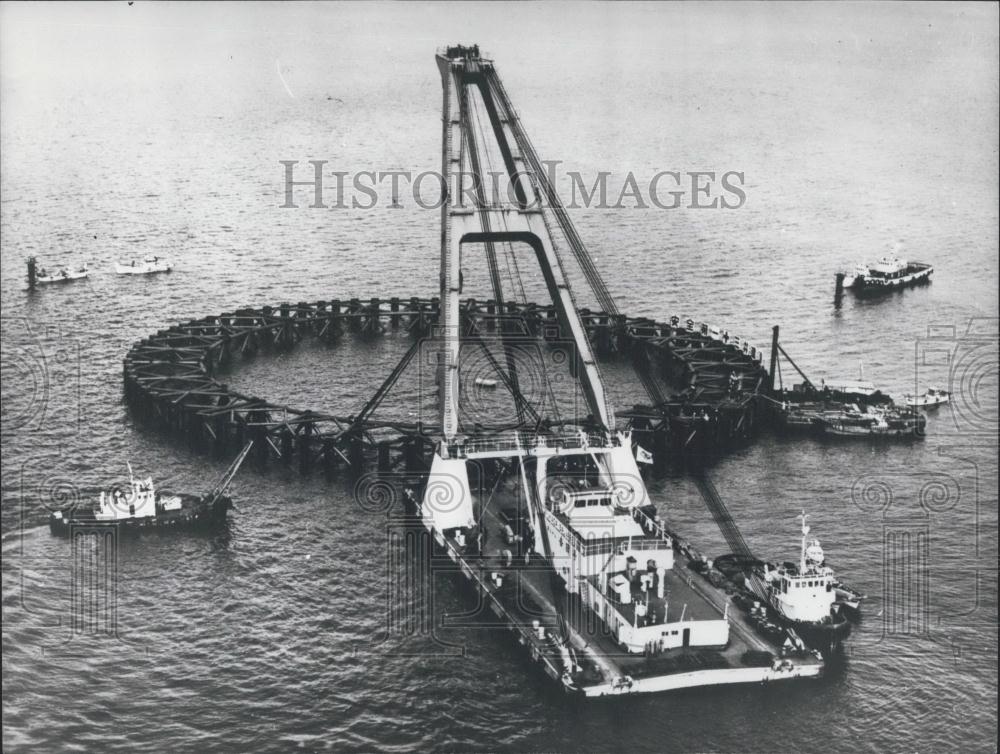 1971 Press Photo Man Made Island Off Coast Of Ohmunda Port in Kyushu, Japan - Historic Images