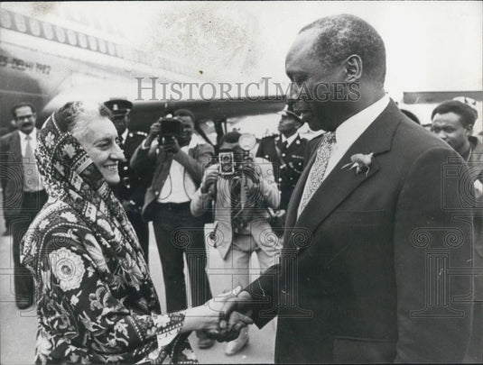 1981 Press Photo Mrs.Indira Gandhi Prime Minister India & Kenya Pres Daniel Moi - Historic Images