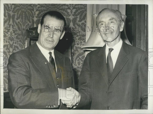 1963 Press Photo Dr. Gerhard Schroeder and Lord Lord Home at the Foreign Office - Historic Images