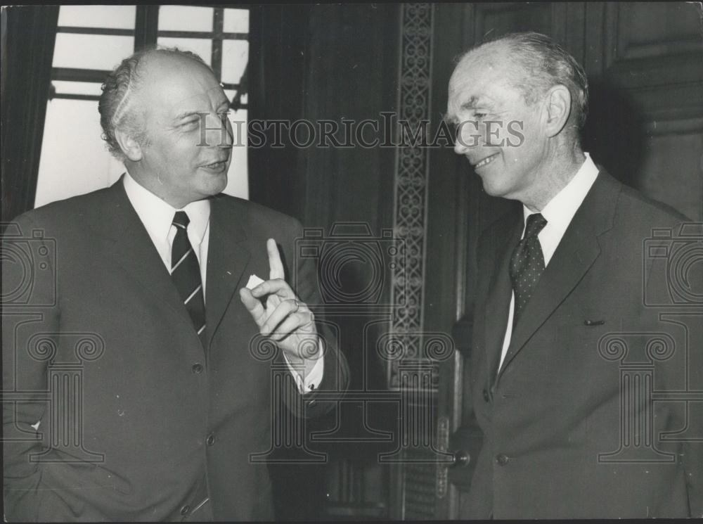 1971 Press Photo German Minister Walter Scheel &amp; Sir Alec Douglas-Home. - Historic Images