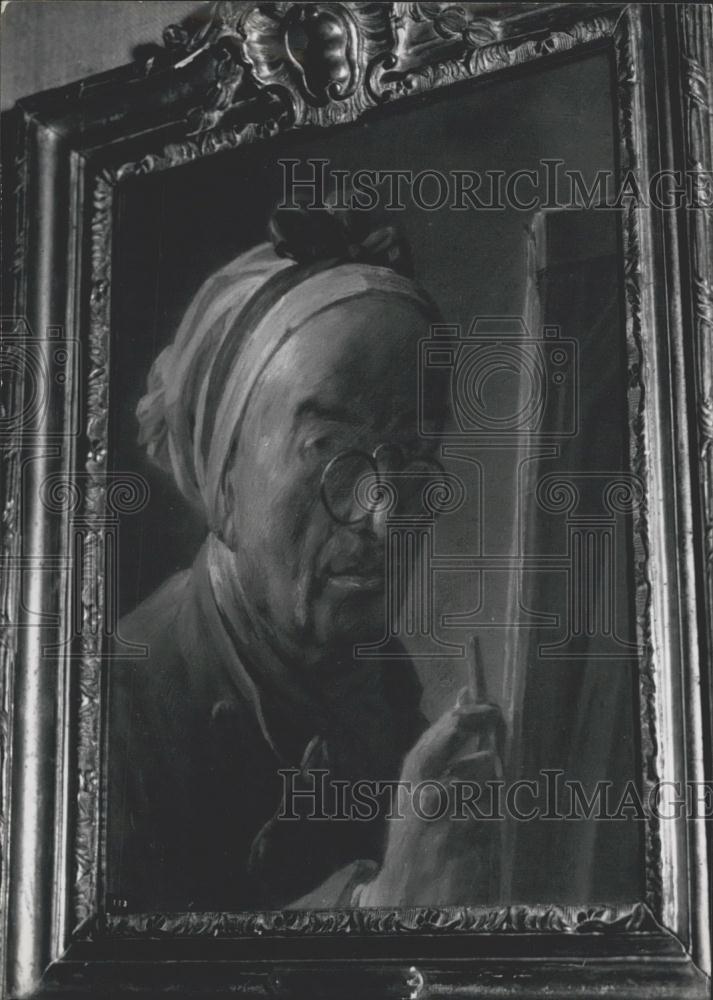 1966 Press Photo Jean-Baptiste Chardin&#39;s Self-Potrait at his Easel - Historic Images