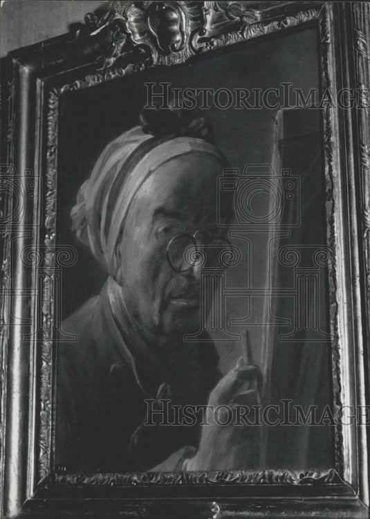 1966 Press Photo Jean-Baptiste Chardin's Self-Potrait at his Easel - Historic Images
