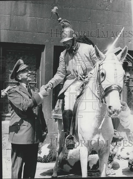 Press Photo General Lemnitzer Congratulates "St. George" Rider at Mons Festival - Historic Images