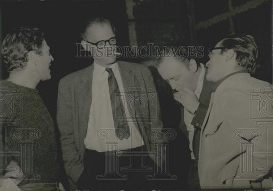 1961 Press Photo Raf Vallon, Arthur Miller, Raymond Pellegrin, & M. Stapleton - Historic Images