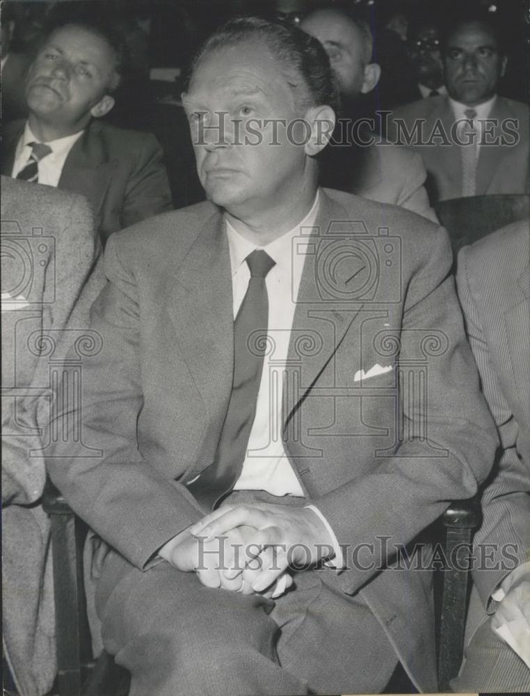 1956 Press Photo Swedish Defense Minister Torsten Nilsson - Historic Images