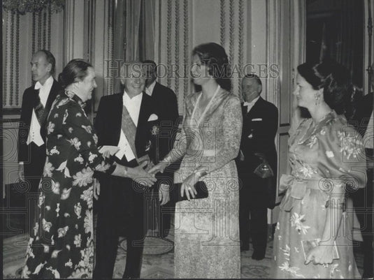 1975 Press Photo Walter Scheel and Wife with Mathilde Zervas and Mrs. d'Estaing - Historic Images