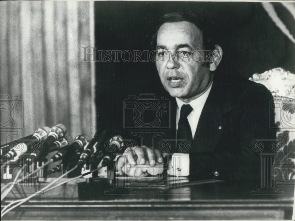 1972 Press Photo King Hassan&#39;s Rabat Press Conference After Failed Assassination - Historic Images