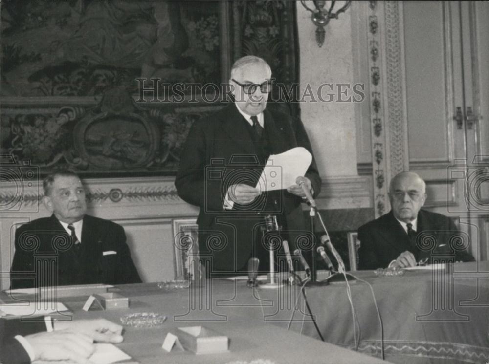 1962 Press Photo Mr. Coty, Leon Noel, Professor Pasteur Vallery Radot (L to R) - Historic Images