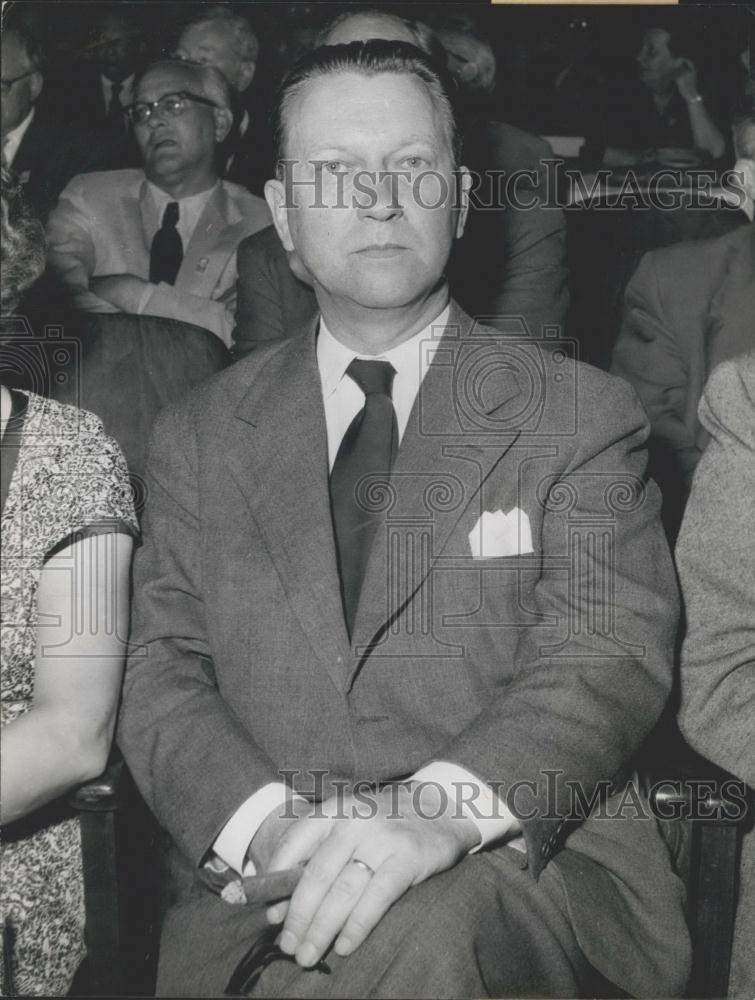 1956 Press Photo Danish PM H.C. Hansen at SPD Party Convention in Munich. - Historic Images