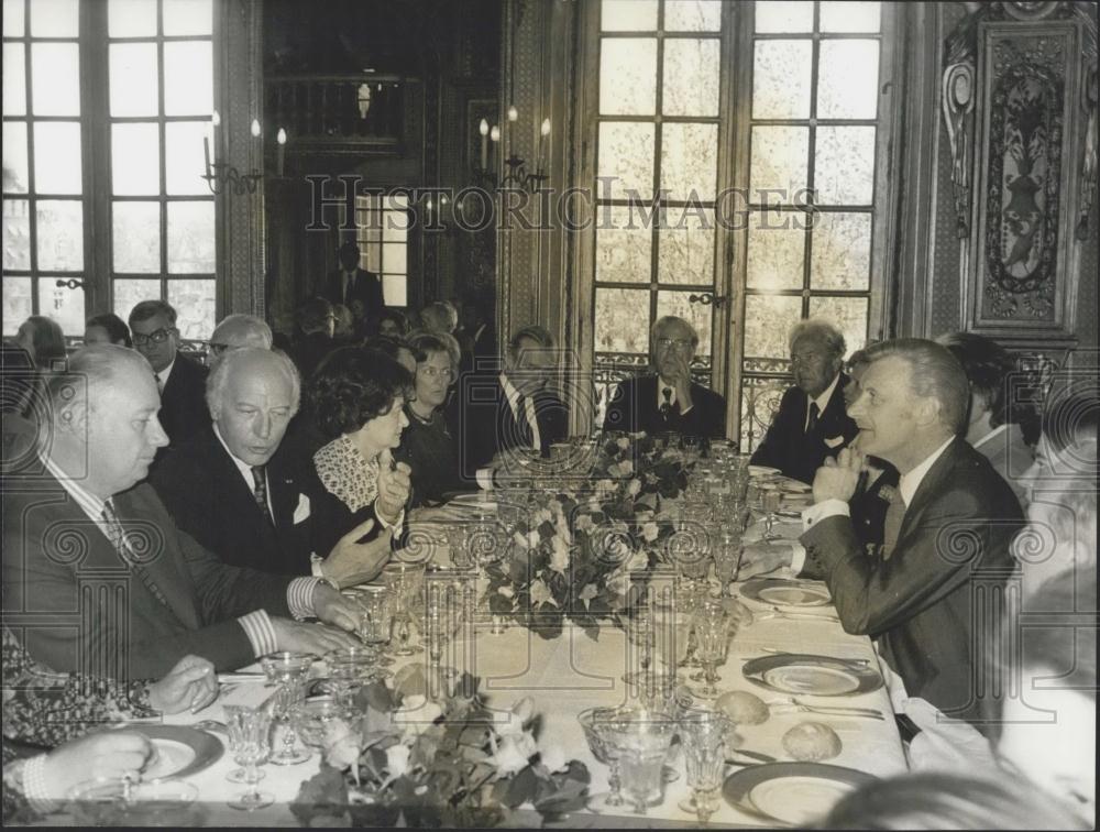 1975 Press Photo Walter Scheel, Michel Poniatowski, and Yves Milhoud in Paris - Historic Images