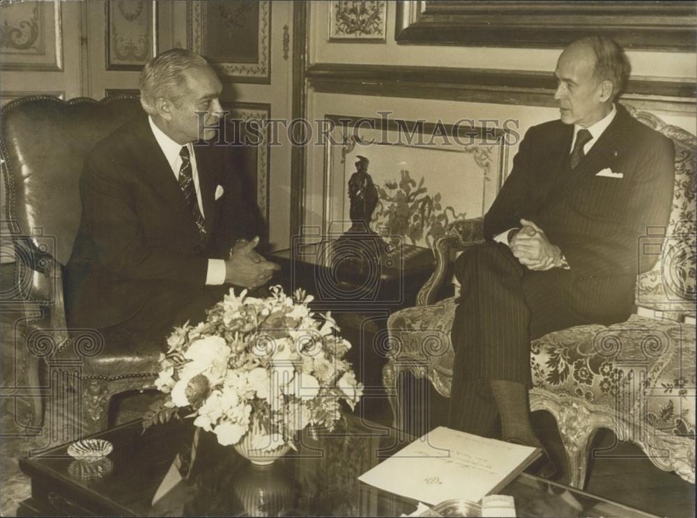 1978 Press Photo Egypt's Mustafa Khalil and France's President Giscard d'Estaing - Historic Images