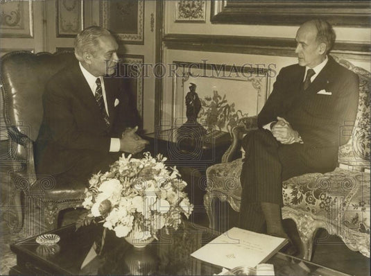 1978 Press Photo Egypt's Mustafa Khalil and France's President Giscard d'Estaing - Historic Images
