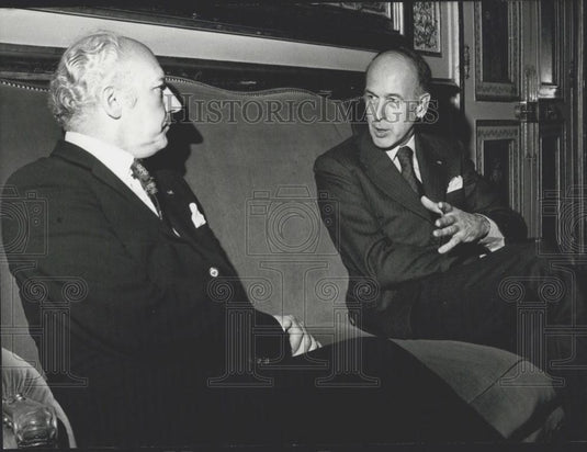 1975 Press Photo Germany's Walter Scheel and France's Valery D'Estaing at Elysee - Historic Images