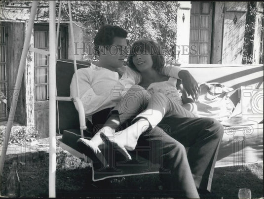 1961 Press Photo Dany Saval and Dick Beymer On the Set of "The Young Man" - Historic Images