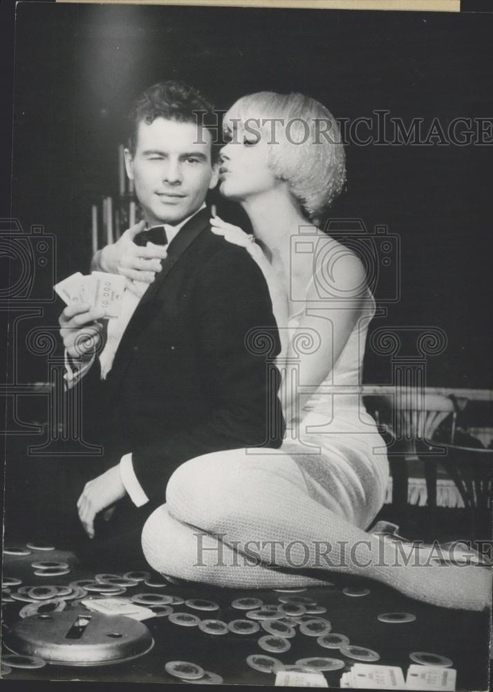 1967 Press Photo Actors Horst Buchholz and Sylva Koscina in scene from movie. - Historic Images