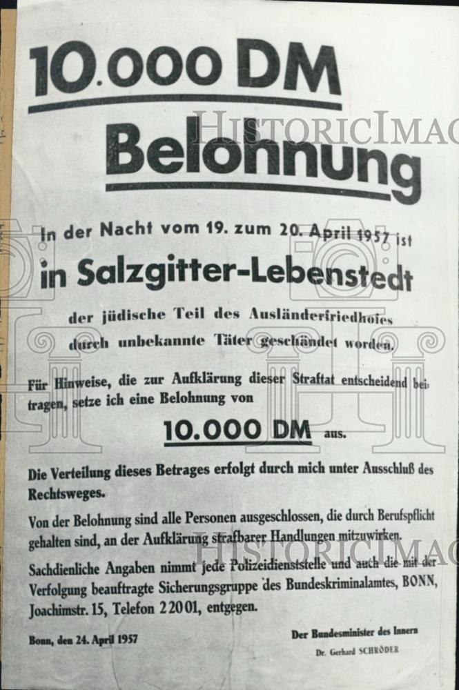 Press Photo Advertisement for Rally in Jewish Cemetery. Germany. - Historic Images