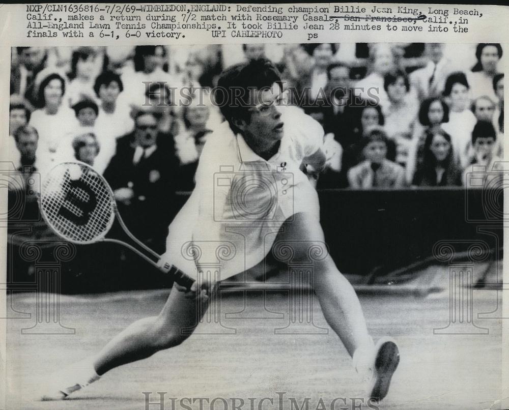 1969 Press Photo Billie Jean King Wimbledon Tennis Championship - RSL77329 - Historic Images