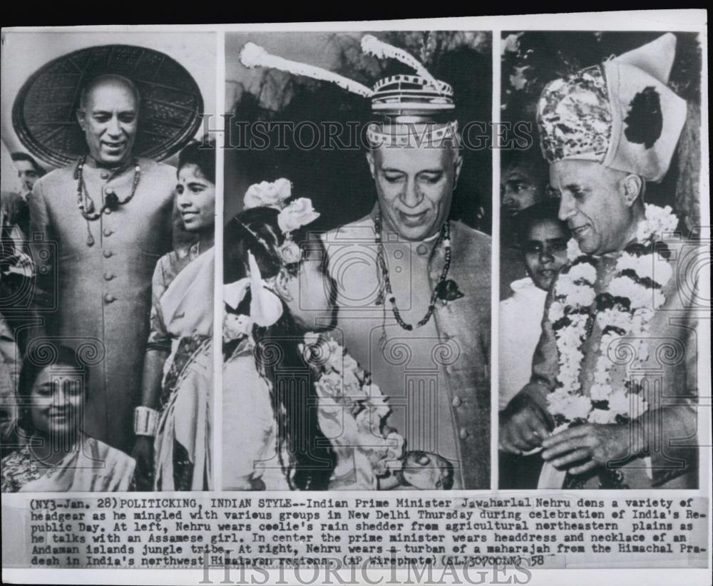 1958 Press Photo Indian Prime Minister Jawaharlal Nehru in New Delhi - RSL58475 - Historic Images