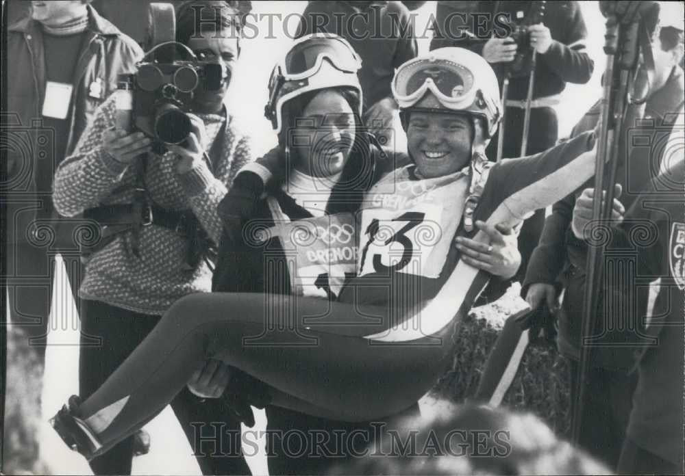 1968 Press Photo Olympic skier Olga Pall & Isabelle Mir - Historic Images
