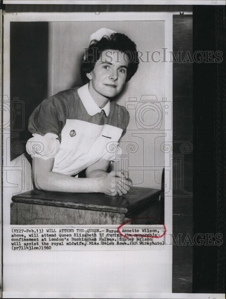 1960 Press Photo Nurse Annette Wilson Attends Queen Elizabeth confinement - Historic Images