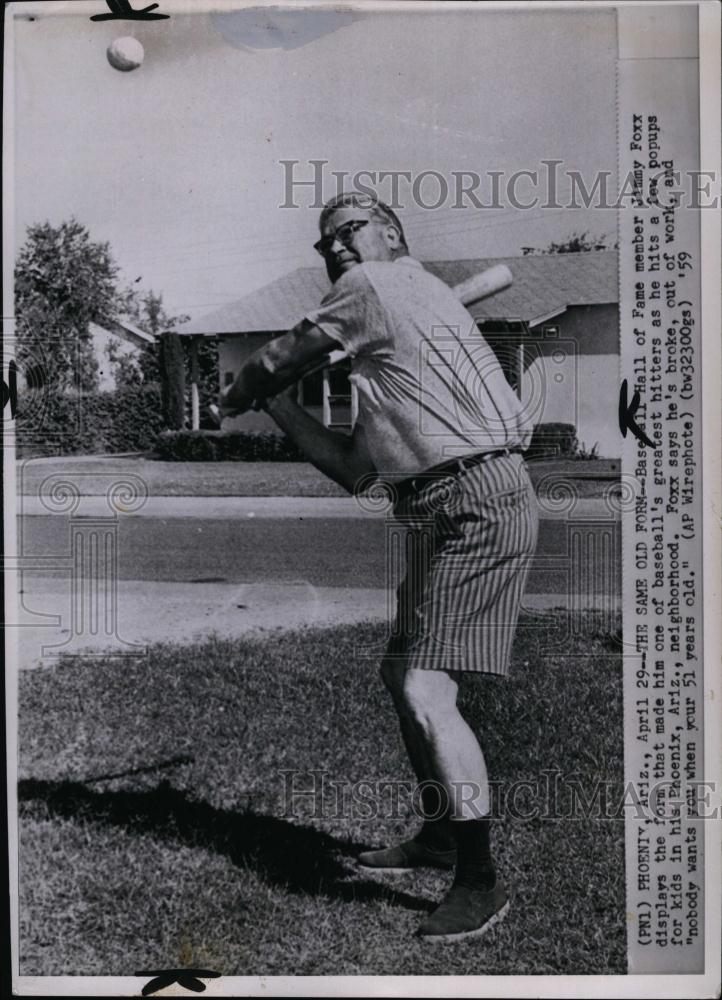 1959 Press Photo Baseball Hall of Famer Member Jimmy Foxx - RSL72797 - Historic Images