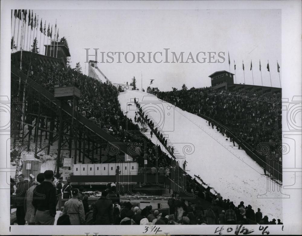 1952 Press Photo Skier takes off for Olympic Jump - RSL74277 - Historic Images