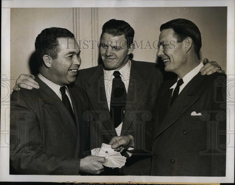 1949 Press Photo Co-Coach Phil Handler Buddy Parker Ace Bill Fishcher - Historic Images