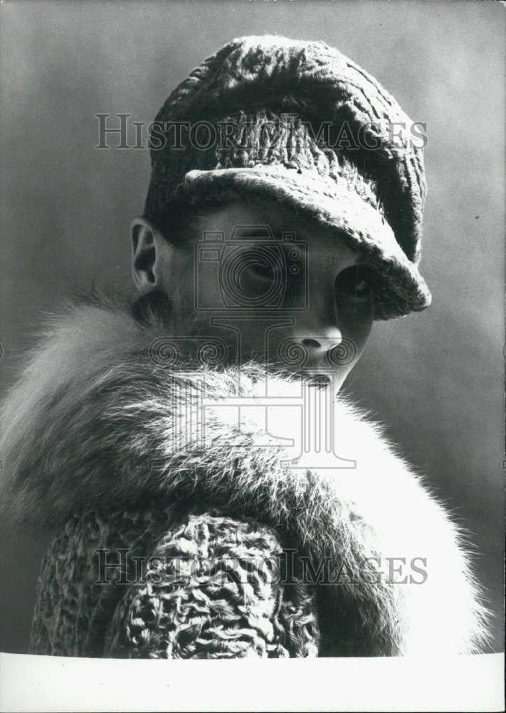 1973 Press Photo Model Gelot Aimee in fashions made of Astrakan wool - Historic Images