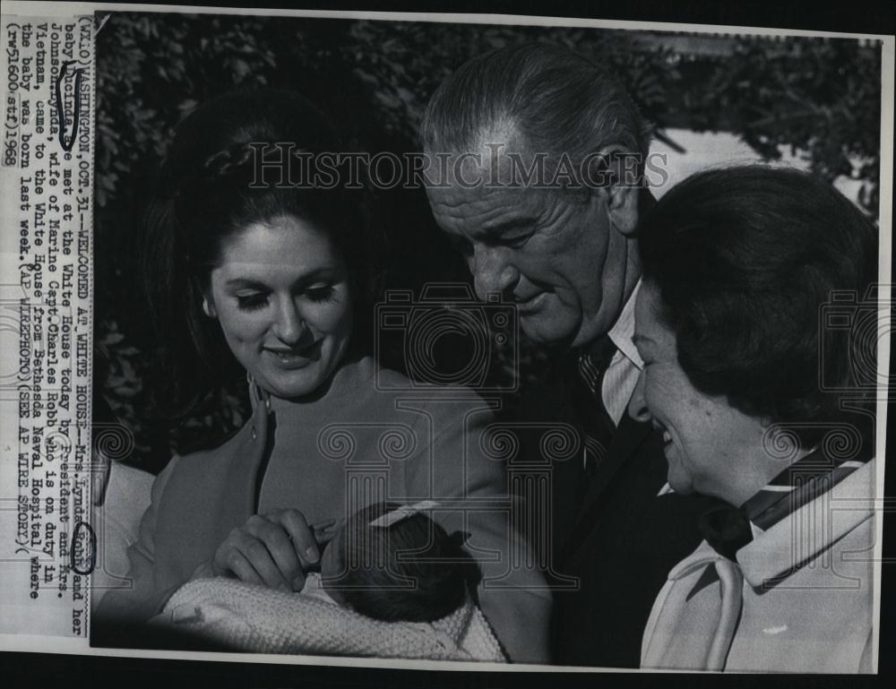 1968 Press Photo President And Mrs Lyndon Johnson With Daughter Lynda Robb - Historic Images