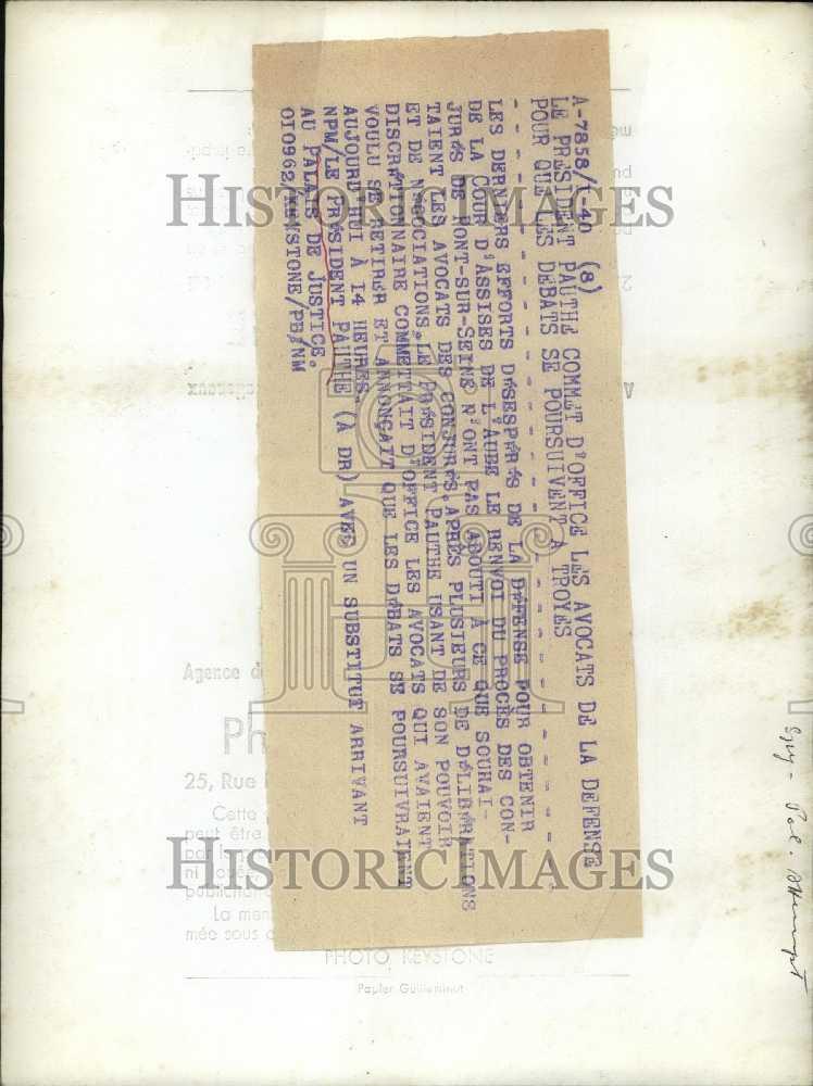 1962 Press Photo French President Pauth Arrives Palace of Justice with a - Historic Images