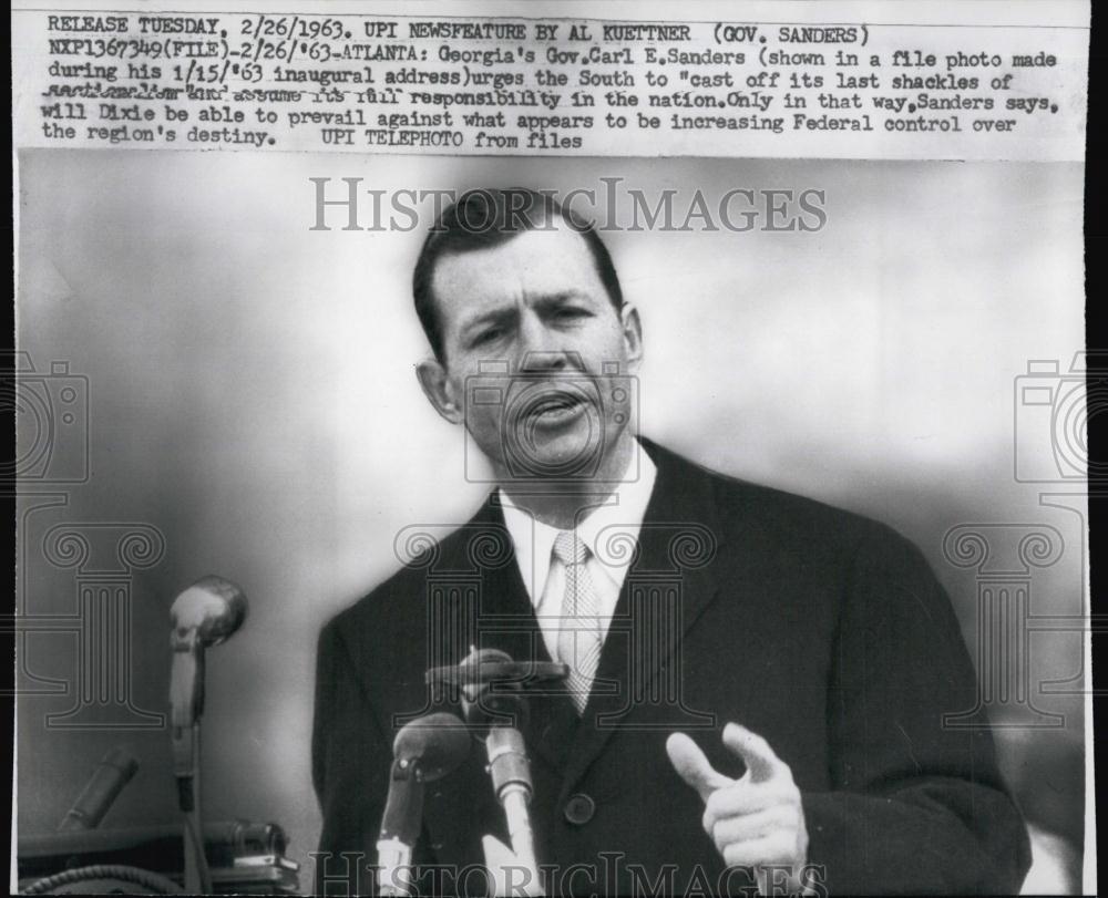 1963 Press Photo Georgia Gov Carl Sanders inaugural address - RSL53005 - Historic Images