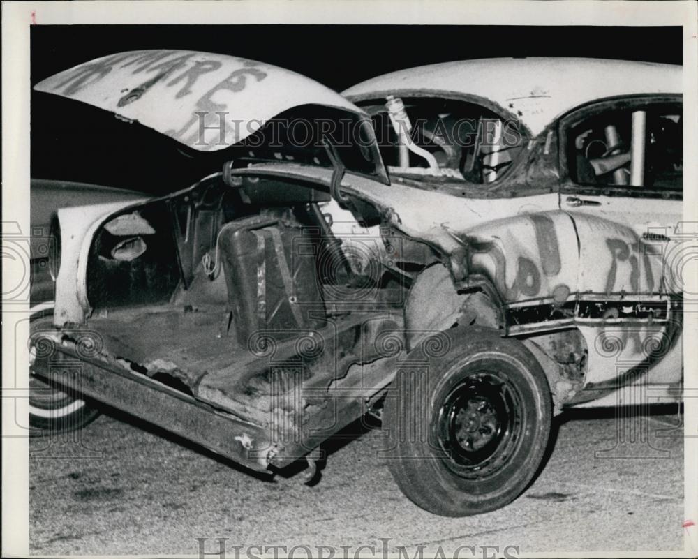 1968 Press Photo Don Pollet&#39;s Chevy after Figure 8 Race, Sunshine Speedway - Historic Images