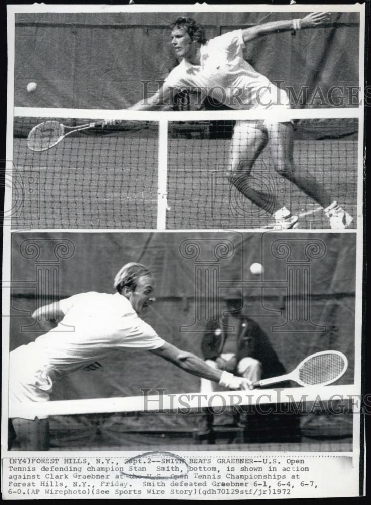 1972 Press Photo Stan Smith, Clark Graebner, Open Tennis Championships - Historic Images