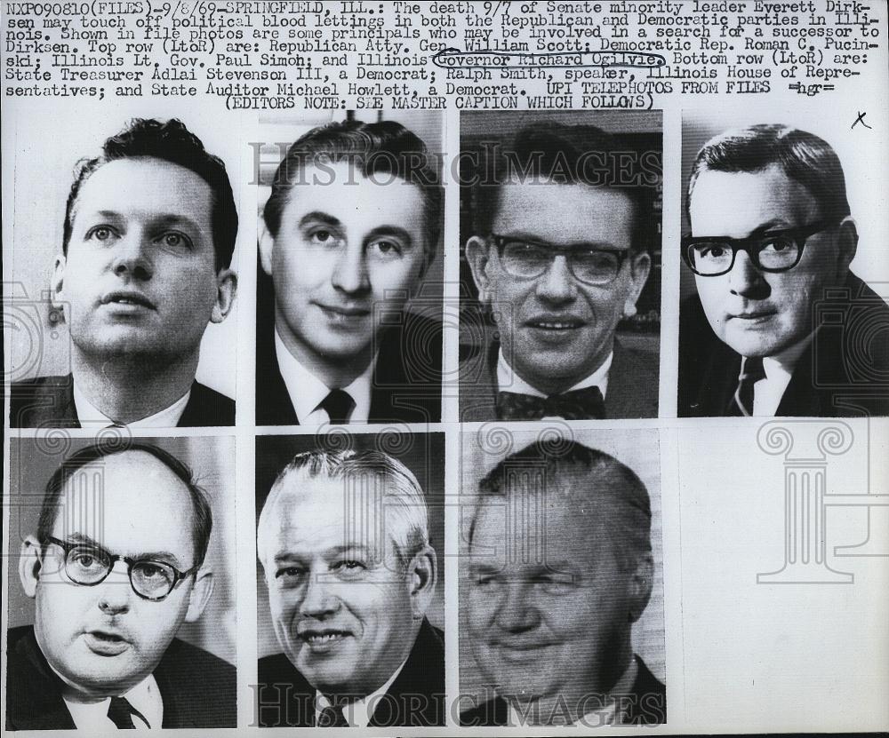 1969 Press Photo Rep Atty Gen William Scott Roman Pucinski Paul Simoh - Historic Images