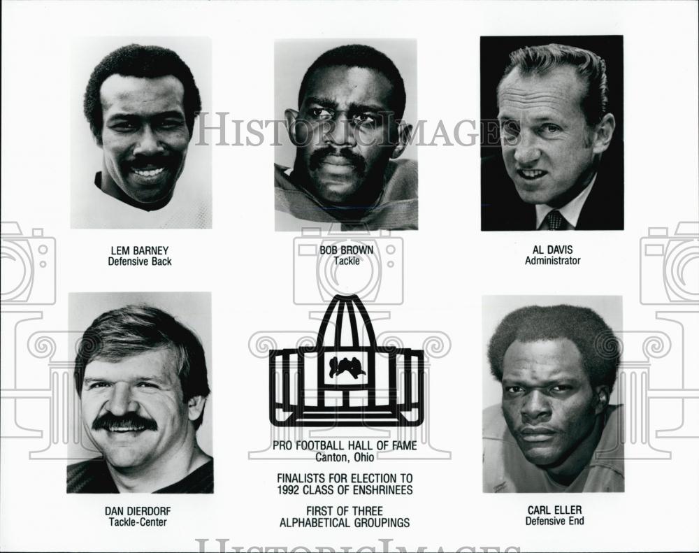 1992 Press Photo Lem Barney, Bob Brown, Al Davis, Dan Dierdorf, Carl Eller - Historic Images