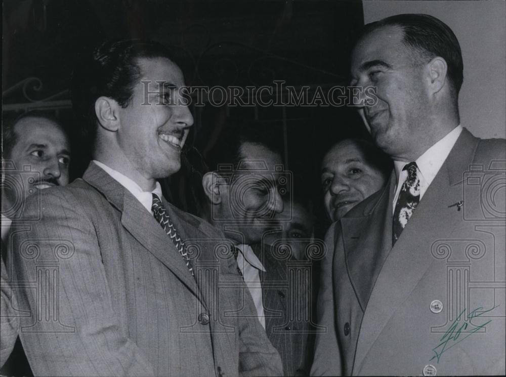 1946 Press Photo Baseball Commissioner Happy Chandler &amp; Cuban Com Rodriguez - Historic Images