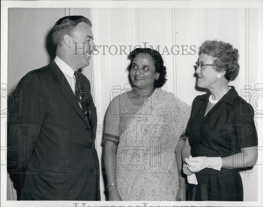 1956 Press Photo Rebia Sultan Qari, Lt Gov Sumner G Whittier, Frances Moran - Historic Images