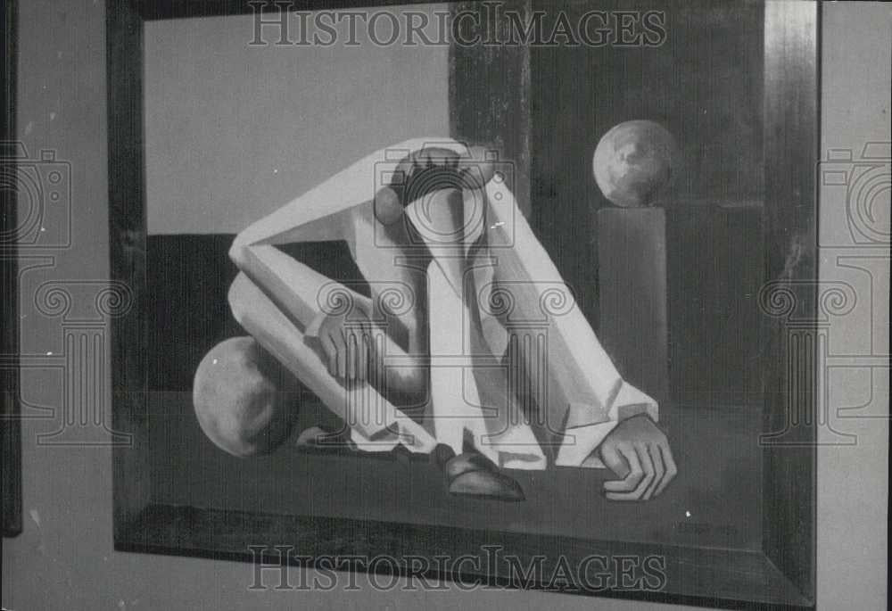 1956 Press Photo Modern Art Museum display of Jean Tutou &amp; Sarthe - Historic Images