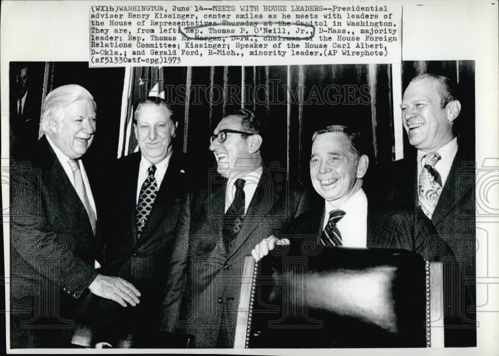 1973 Press Photo RepThomas O&#39;Neil &amp; Majority Leader Thomas Morgan At Capitol - Historic Images