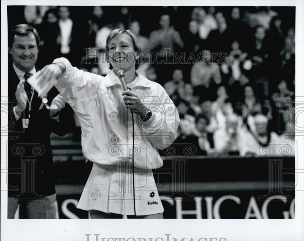 1993 Press Photo Tennis Player Martina Navratilova at UIC Pavilion Chicago - Historic Images