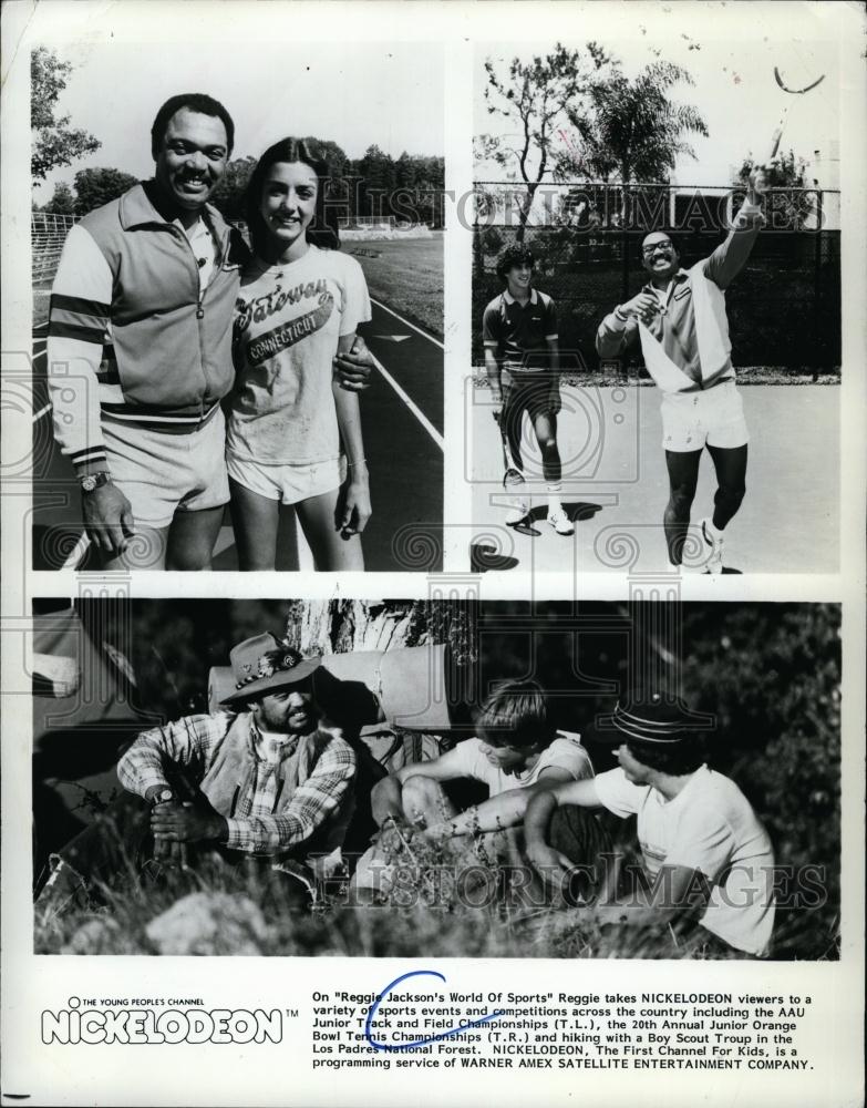 Press Photo Reggie Jackson World of Sports Orange Bowl Tennis hiking boy scouts - Historic Images