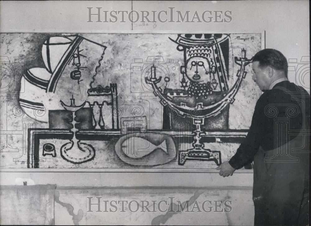 1952 Press Photo Art "Curiex Tableau" on display in NYC - Historic Images
