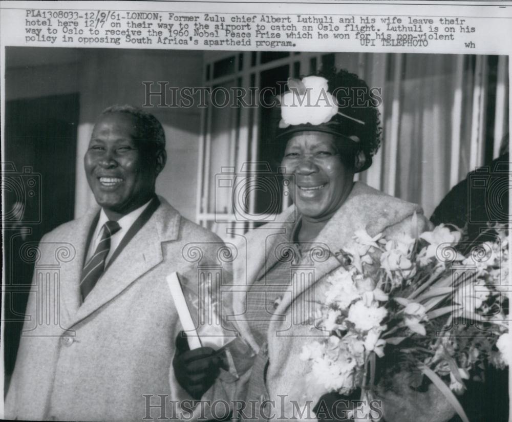 1961 Press Photo Zulu chief Albert Luthuli, winner of 1960 Nobel Peace Prize - Historic Images