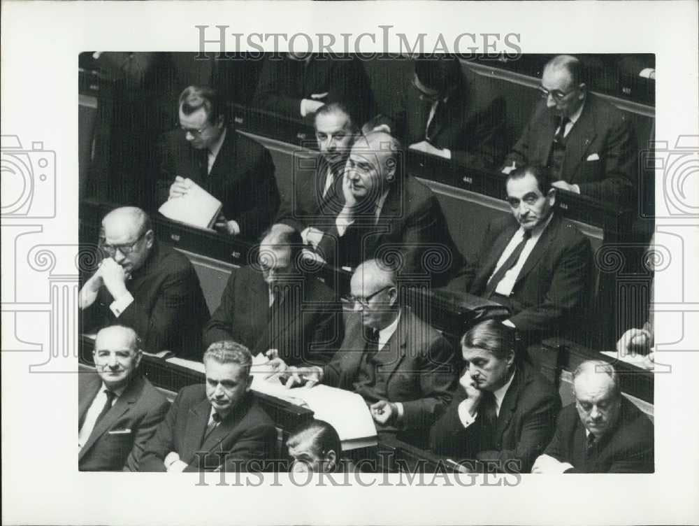 1967 Press Photo French delegates, Maroselli,Estier,Dayan,Mendes France,Mollet - Historic Images